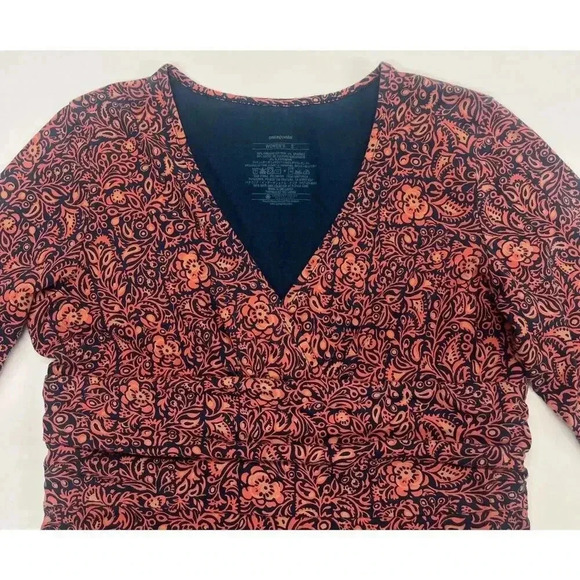 Patagonia Margot Dress Organic Cotton Blend Orange Green 3/4 Sleeve Size Small - Picture 2 of 10